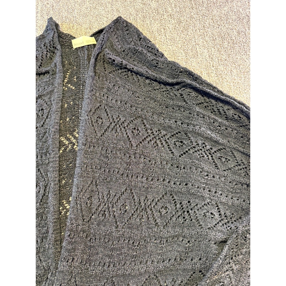 Becool Crochet Knit Cardigan Sweater Womens M/L Black Open Front Relaxed Fit - Picture 3 of 16